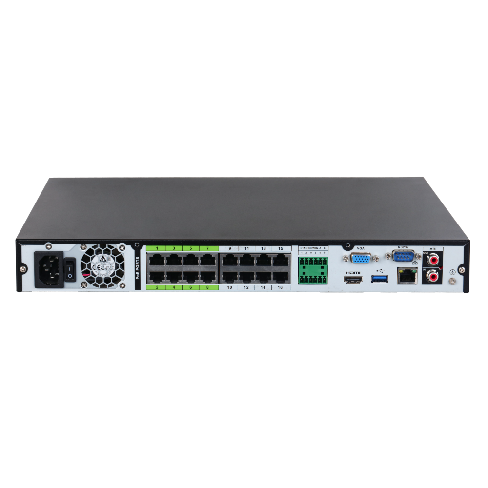 DAHUA NVR 5000 Series 16 Channel WizSense AI 384Mbps/200Mbps (AI Enabled) Incoming Bandwidth, 4K Output NVR5216-16P-EI