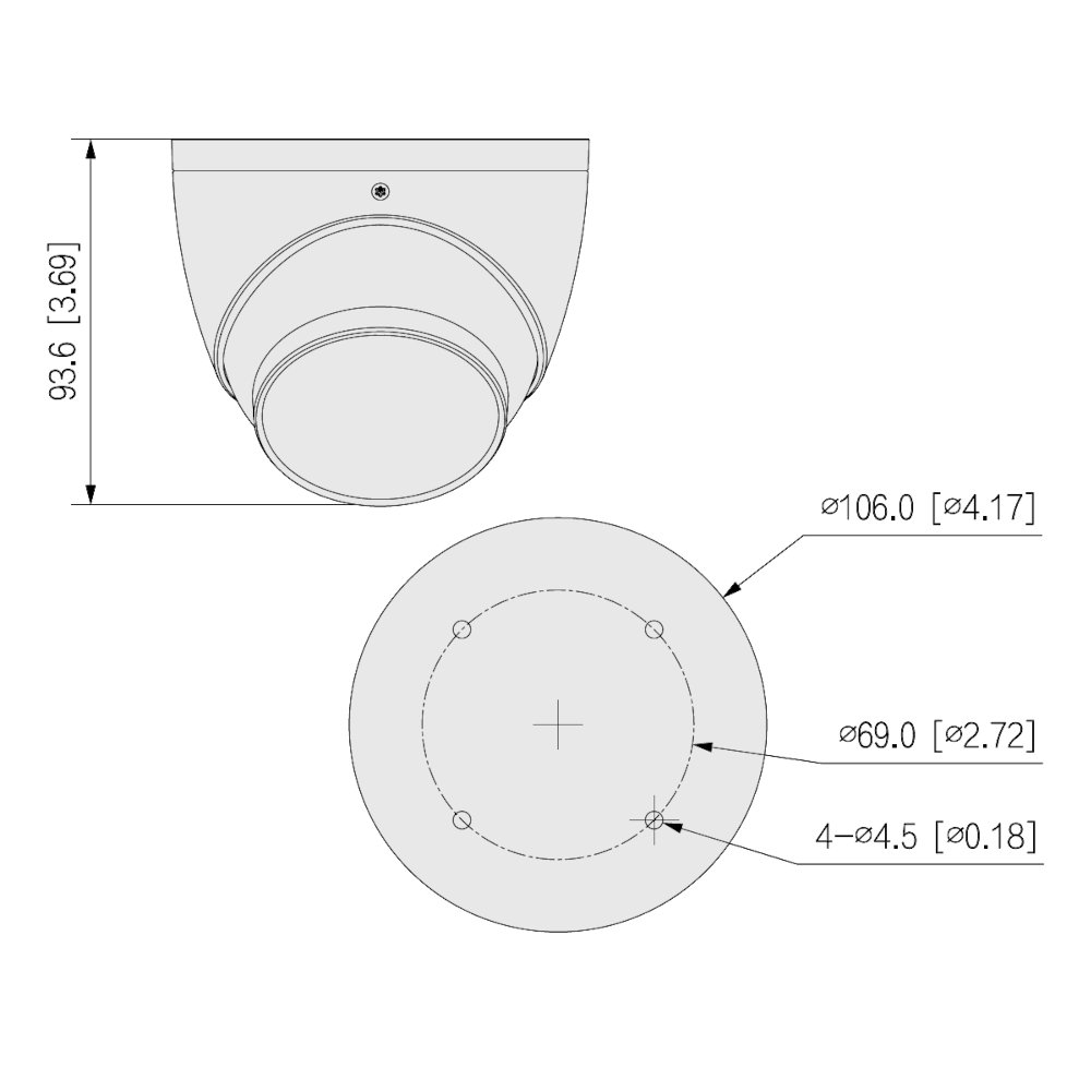 DAHUA HDCVI Turret Dome (Eyeball) Camera 5MP 16:9 12V DC