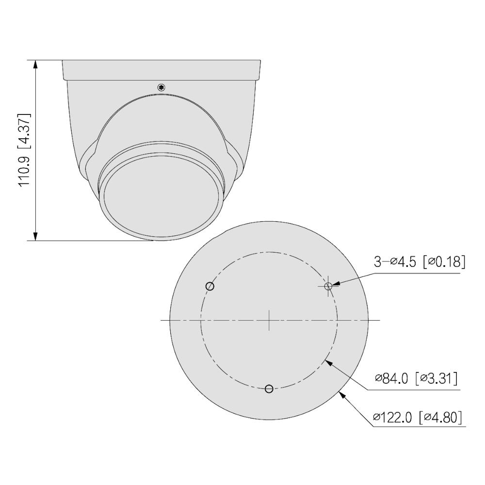 DAHUA HDCVI Turret Dome (Eyeball) Camera Active Deterrence 16:9 12V DC