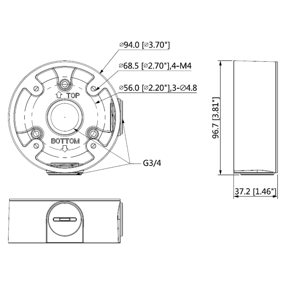 DAHUA PFA13A-E-V2 Round Aluminium Junction Box For TP/TLP Series Turret Dome (Eyeball) Cameras