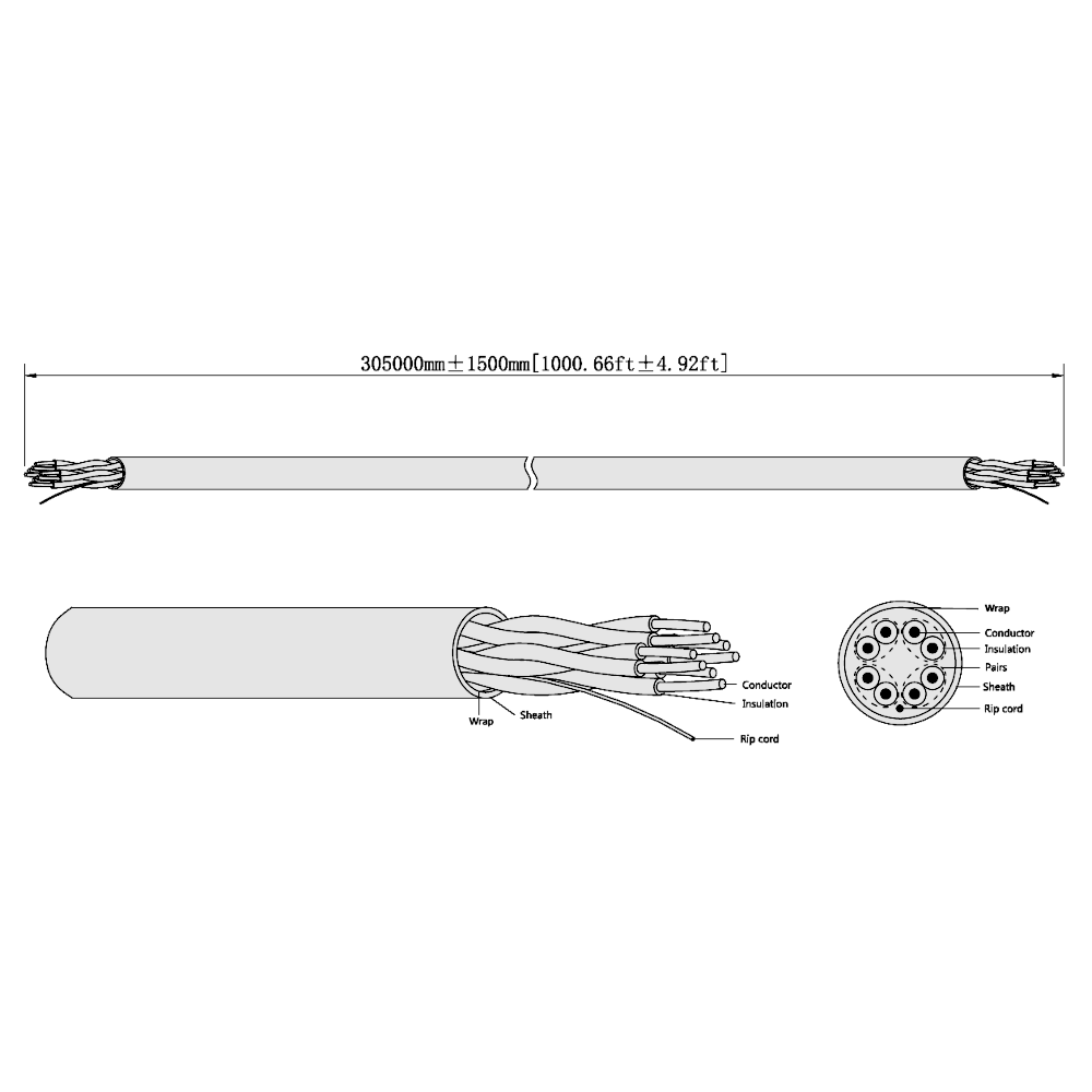 DAHUA UTP External CAT5e Network Cable 305 Metre Box PFM920-5EU