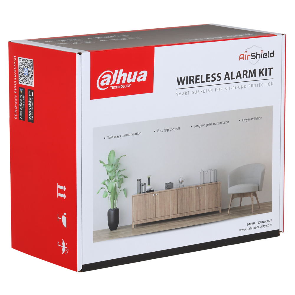 DAHUA Airshield Basic Alarm Kit Including Hub, 1 x PIR, 1 x Magnetic Contact and 1 x Key Fob