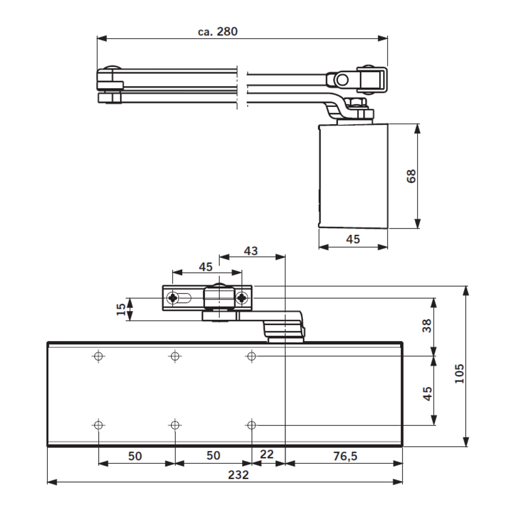 DORMAKABA TS71EN Size 3-4 Overhead Door Closer