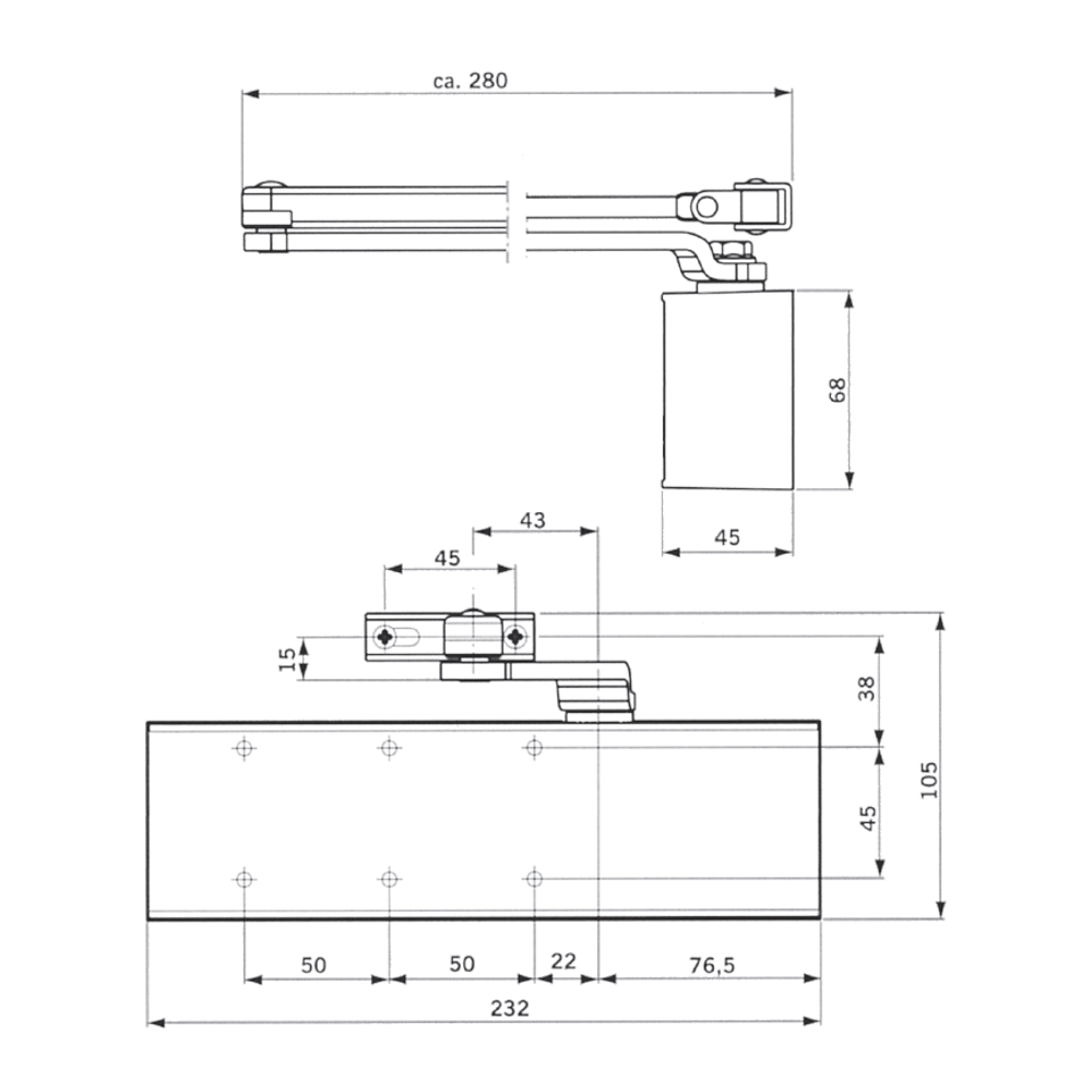 DORMAKABA TS72V Size 2-4 Overhead Door Closer