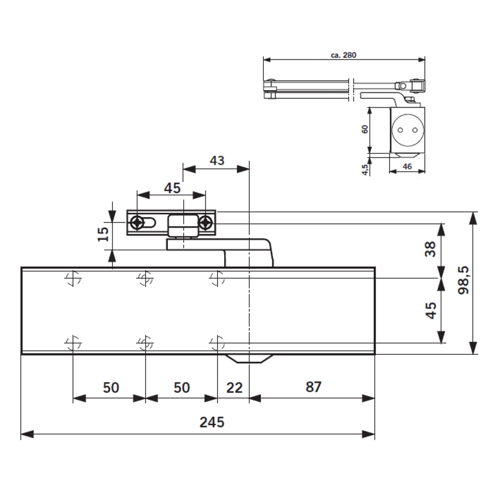 DORMAKABA TS83 Size 2-5 Overhead Door Closer