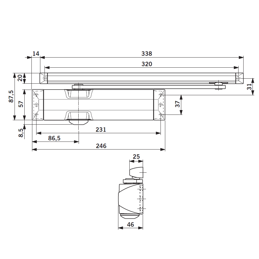 DORMAKABA TS90 Size 3 Cam Action Overhead Door Closer
