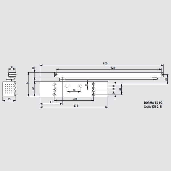 DORMAKABA TS93 Size 2-5 Side Channel Overhead Door Closer