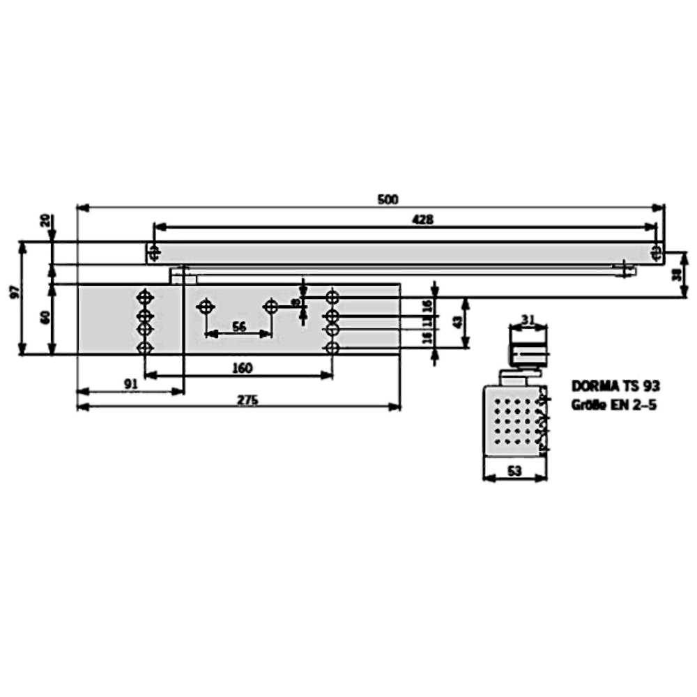 DORMAKABA TS93 Size 2-5 Side Channel Overhead Door Closer