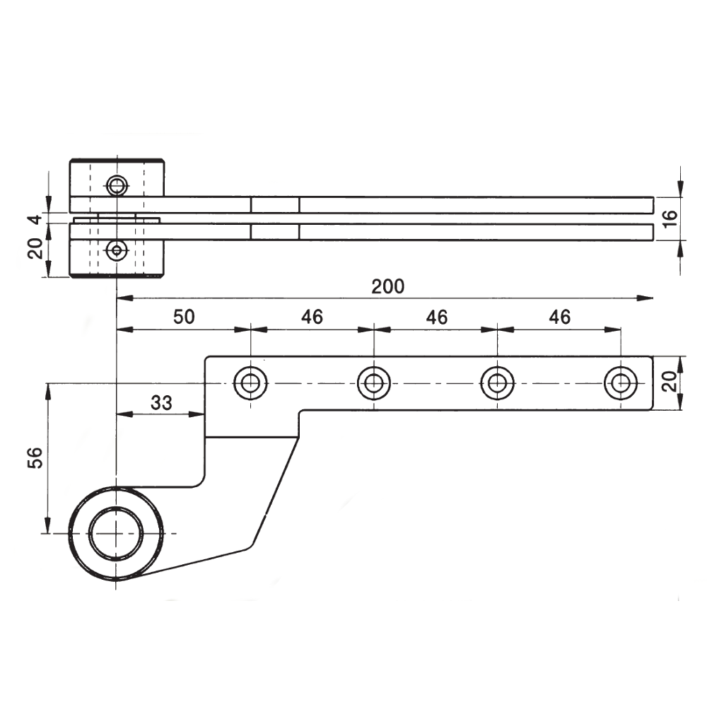 DORMAKABA 7411K/56F Single Action Top Centre