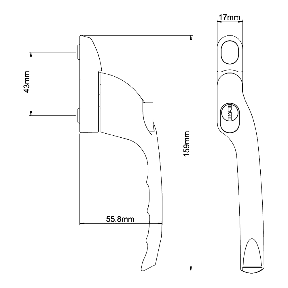 EASYFIT Espagnolette Offset Window Handle