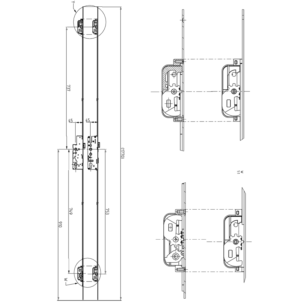 ELITE Key Wind Locking Lever Operated Latch & Deadbolt Single Spindle 20mm Faceplate - 2 Deadlocking Latch Bolts