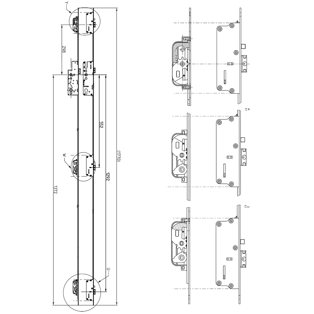 ELITE Heritage Key Wind Locking Lever Operated Latch & Deadbolt Single Spindle 20mm Faceplate - 3 Deadlocking Latch Bolts