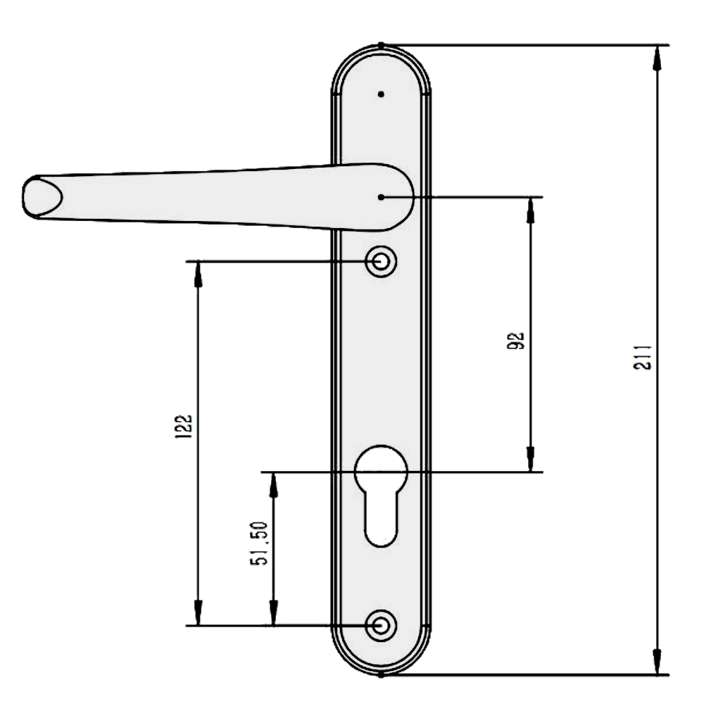 ELITE Lever/Lever UPVC Handle 211mm Short Backplate