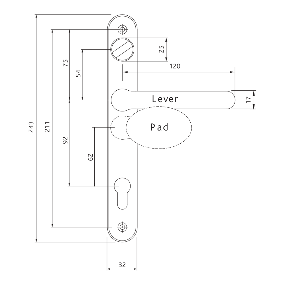 FAB & FIX Balmoral 92/62 Lever/Pad Snib UPVC Furniture