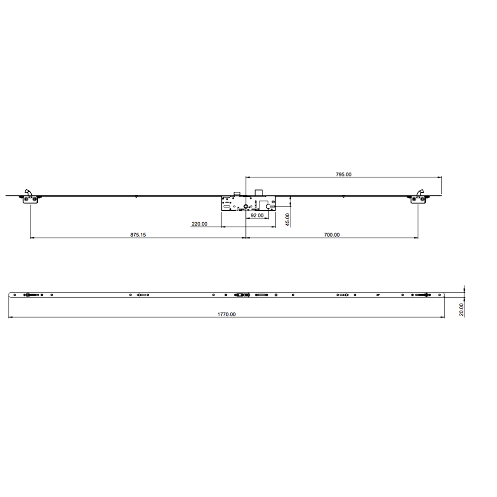 ERA 2 Hook 45mm BS 1770mm Multipoint Lock 6345-687-85ZA-RH