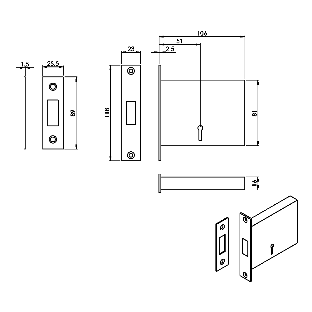 EUROSPEC FB2 3 Lever Mortice Deadlock