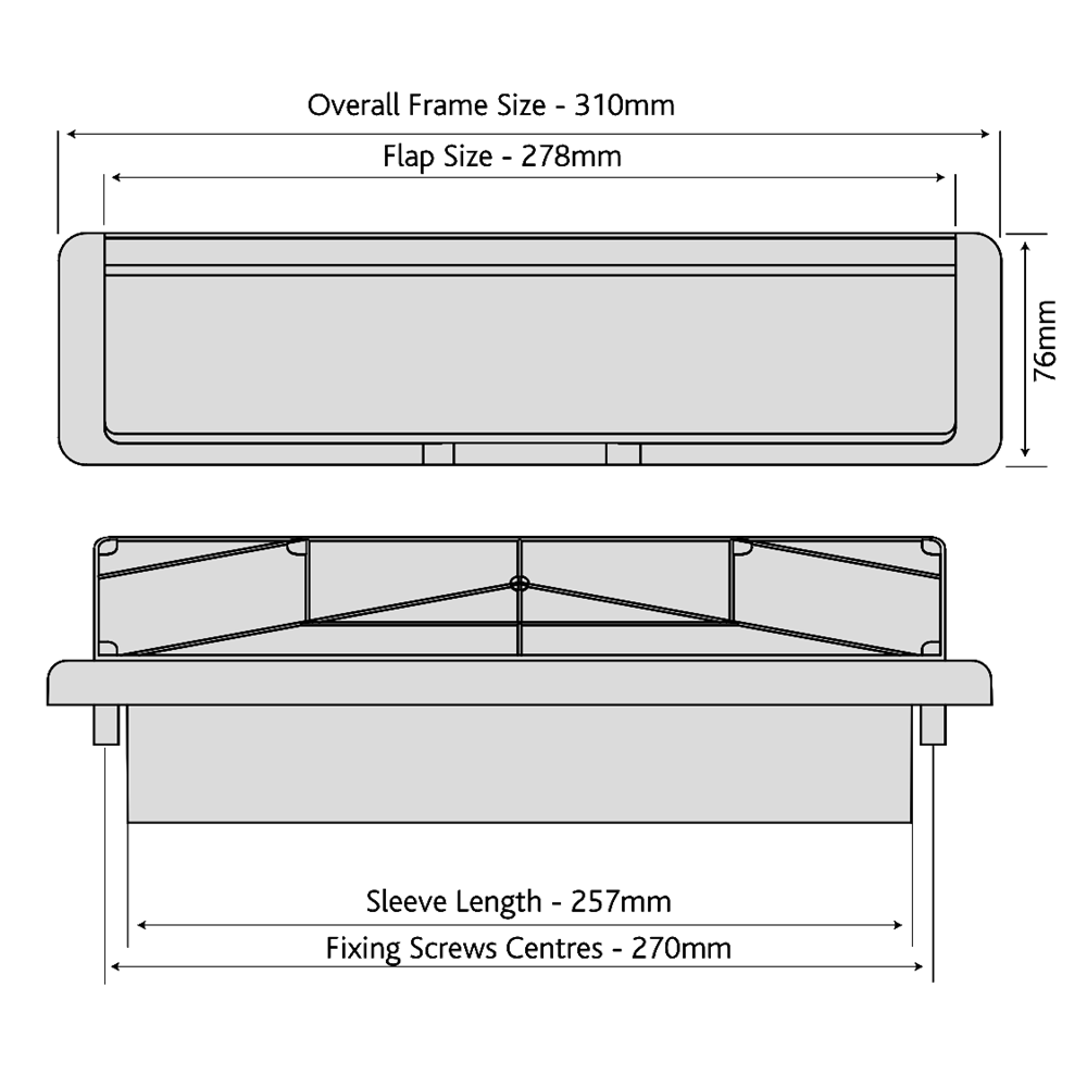 FAB & FIX Nu-Mail UPVC Letter Box 40-80 - 310mm Wide