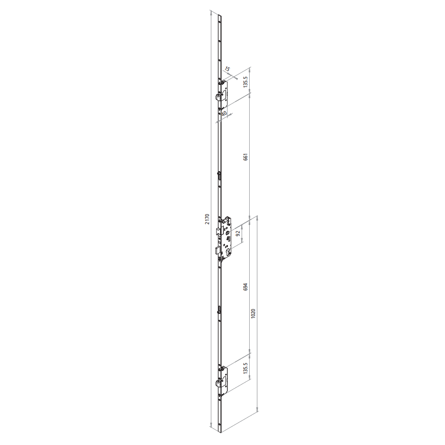 FUHR 856 Type 3 Lever Operated Latch & Deadbolt - 2 Hook & 2 Roller