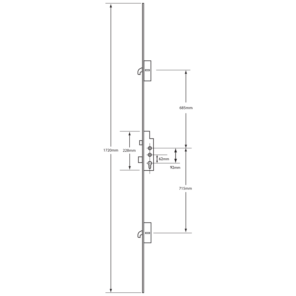 FULLEX Crimebeater 20mm Lever Operated Latch & Deadbolt Twin Spindle - 2 Hook