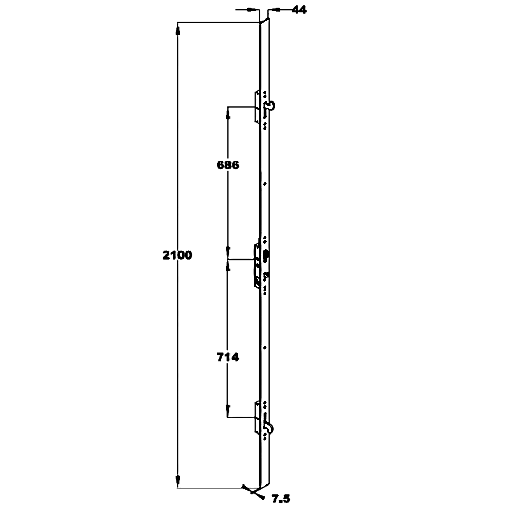FULLEX XL Crimebeater 44mm Lever Operated Latch & Deadbolt Twin Spindle - 2 Hook