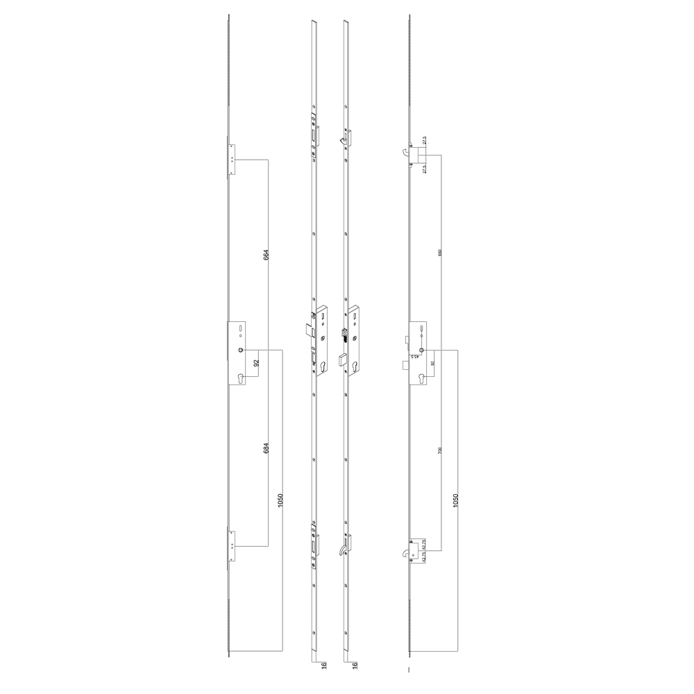 FULLEX Crimebeater Direct Fit Double Door Set 45/92 Latch & Deadbolt 2 Hook - Split Spindle