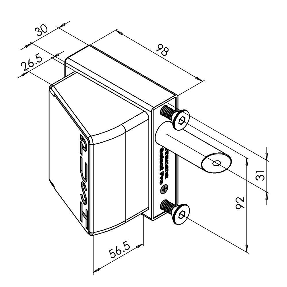 GATEMASTER SBQEKL Bolt On Cylinder Exit Pushpad