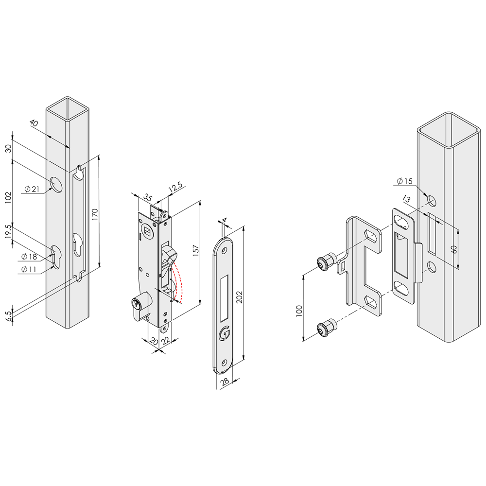 GATEMASTER ML4 Full Plate Mortice Gate Hook Lock