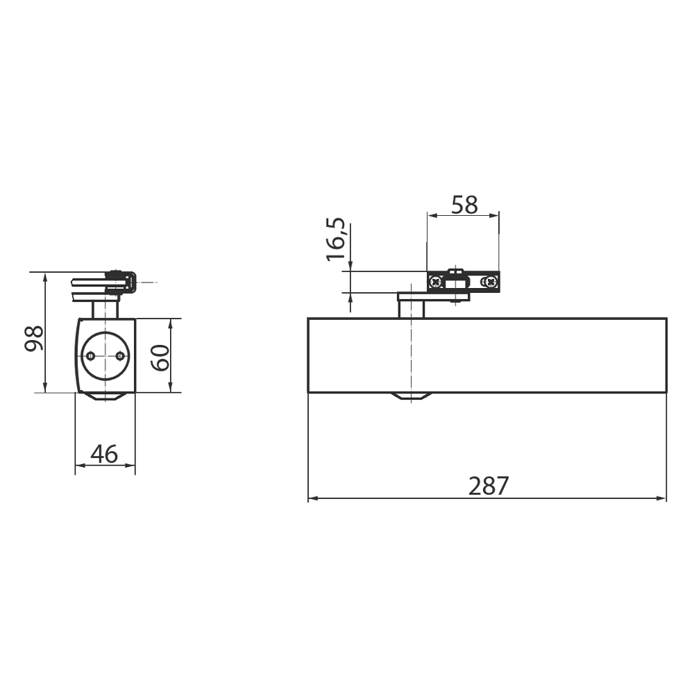 GEZE TS4000E Size 1-6 Overhead Door Closer Body with Electro-hydraulic Hold Open