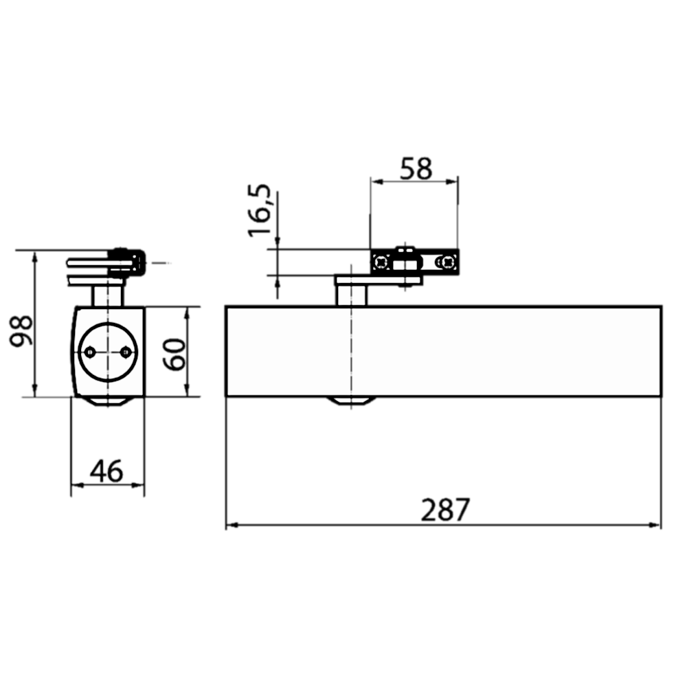 GEZE TS4000E Size 1-6 Overhead Door Closer Body with Electro-hydraulic Hold Open
