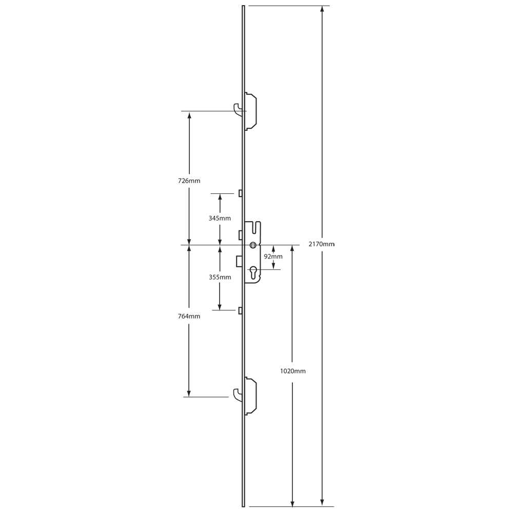 GU Europa Inboard Lever Operated Latch & Deadbolt Single Spindle - 2 Hook & 2 Roller