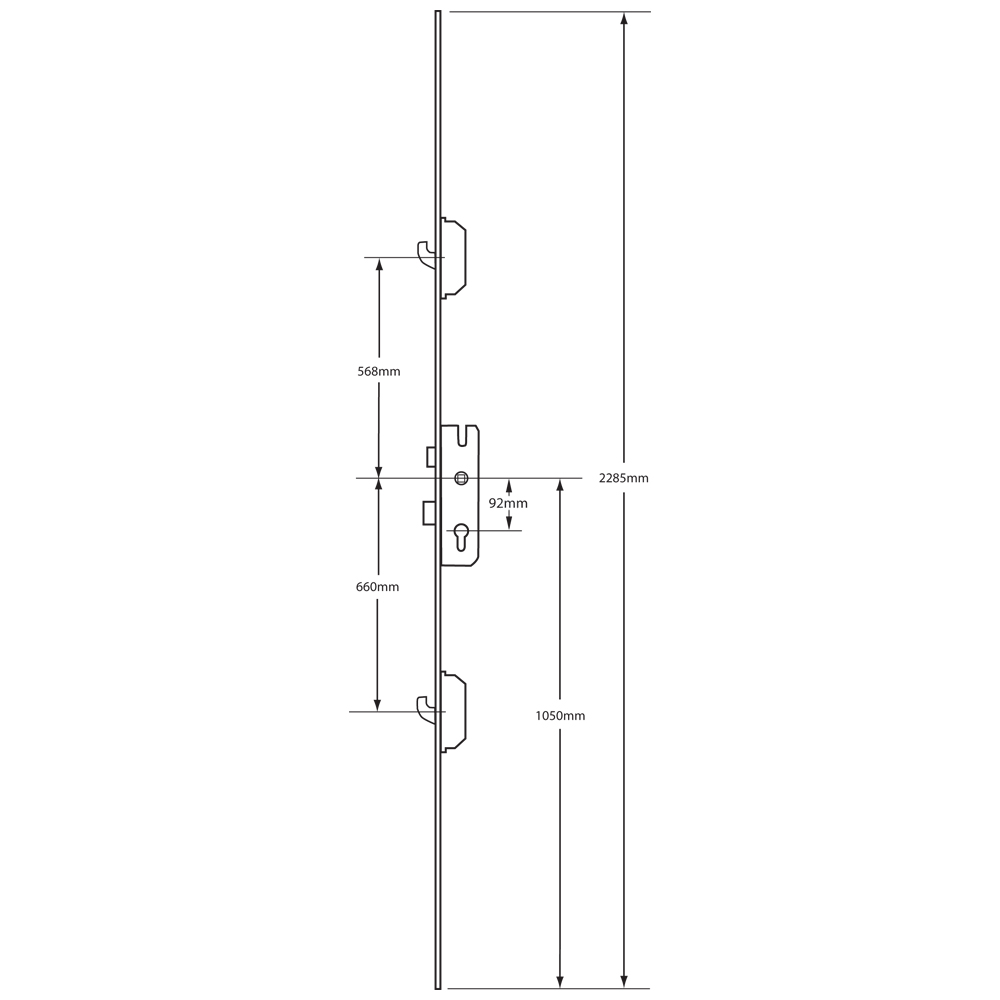 GU Lever Operated Latch & Deadbolt Split Spindle - 2 Hook