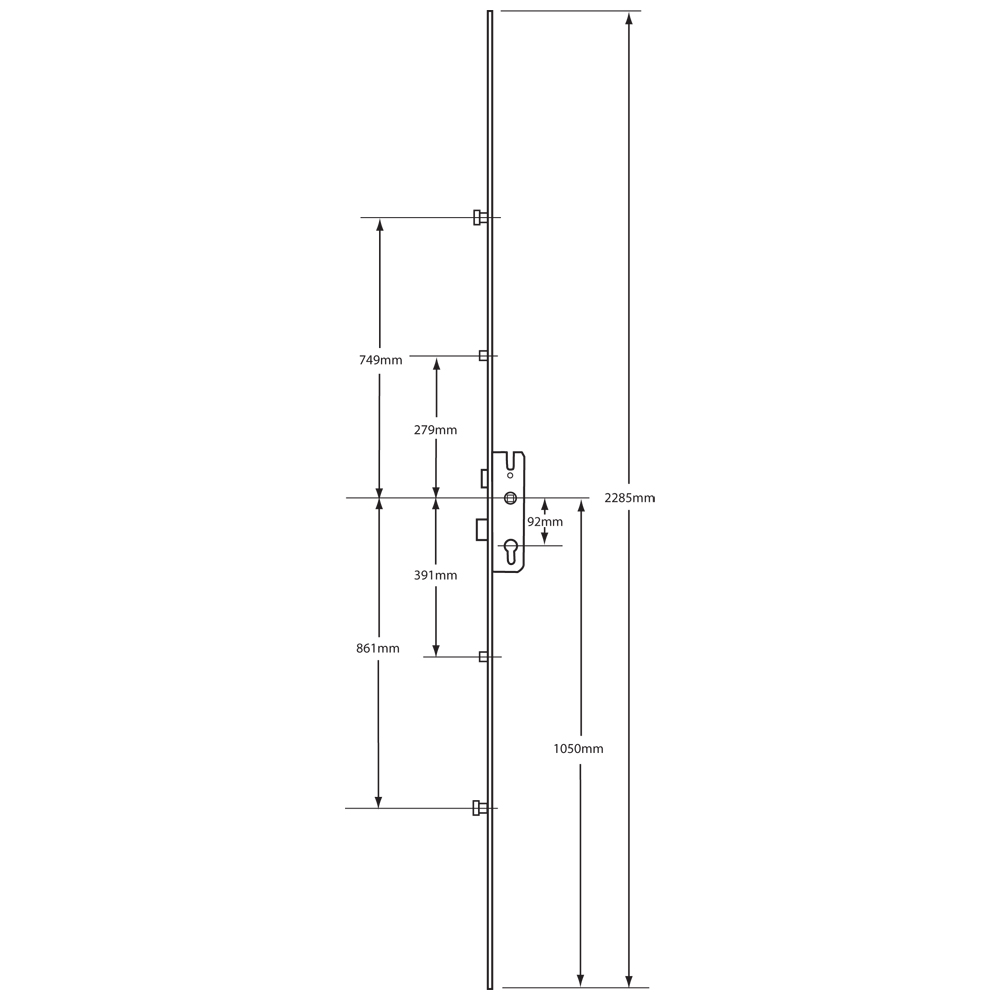 GU Secury Europa Lever Operated Latch & Deadbolt - 2 Roller & 2 Mushrooms