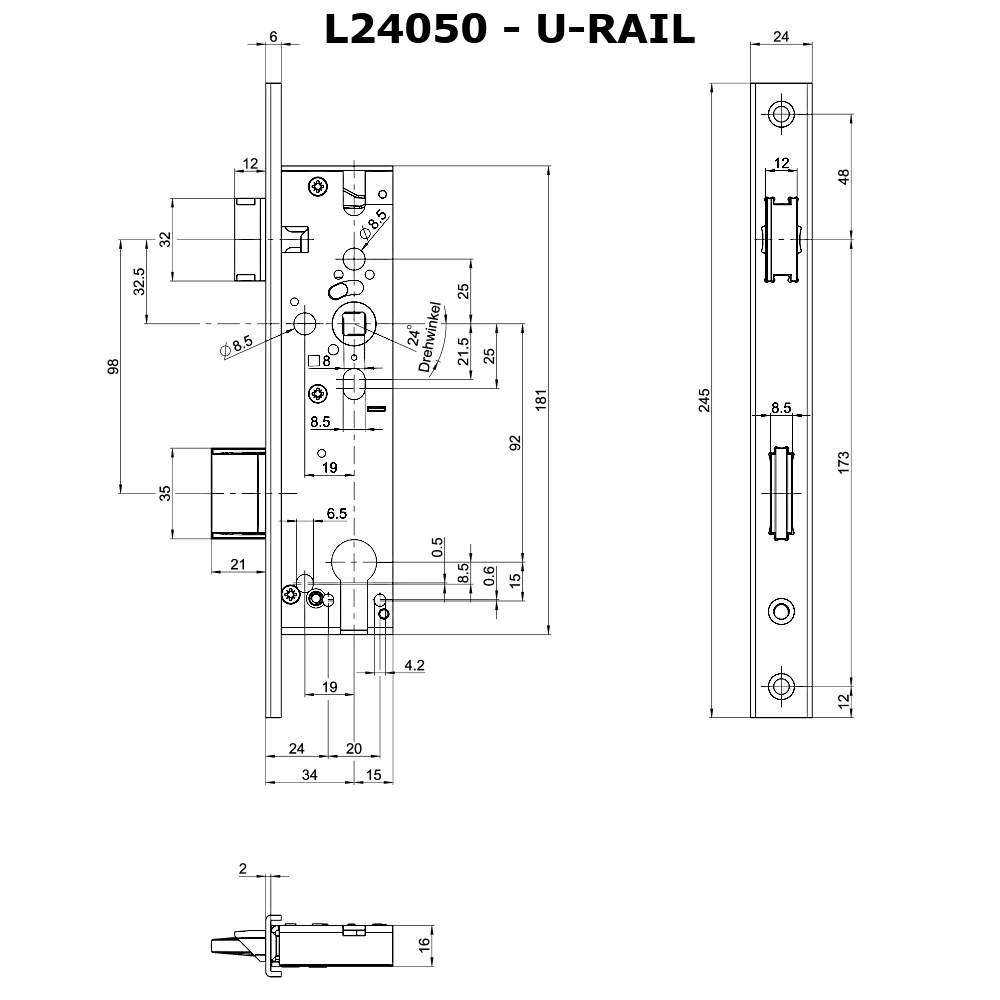 GU BKS 1314 35/92 Narrow Style Mortice Sashlock