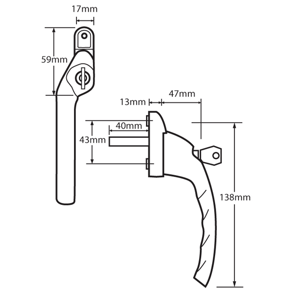 HOPPE UPVC Espag Handle Cranked