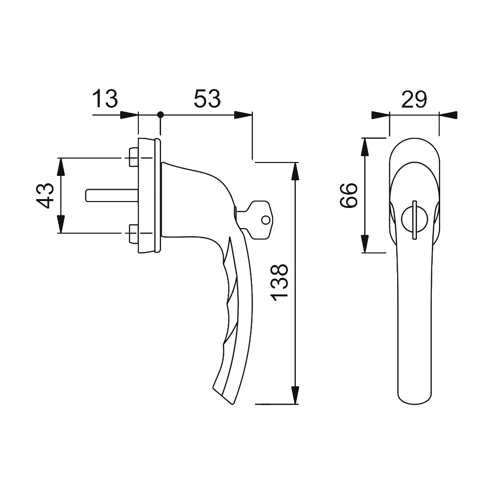 HOPPE UPVC Espag Handle Inline - Tilt & Turn