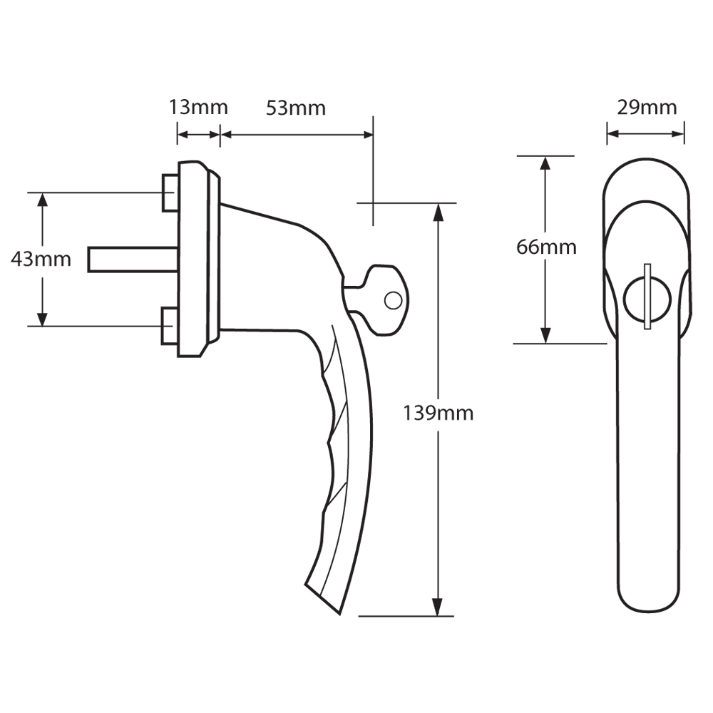 HOPPE UPVC Espag Handle Inline 0710S/U26