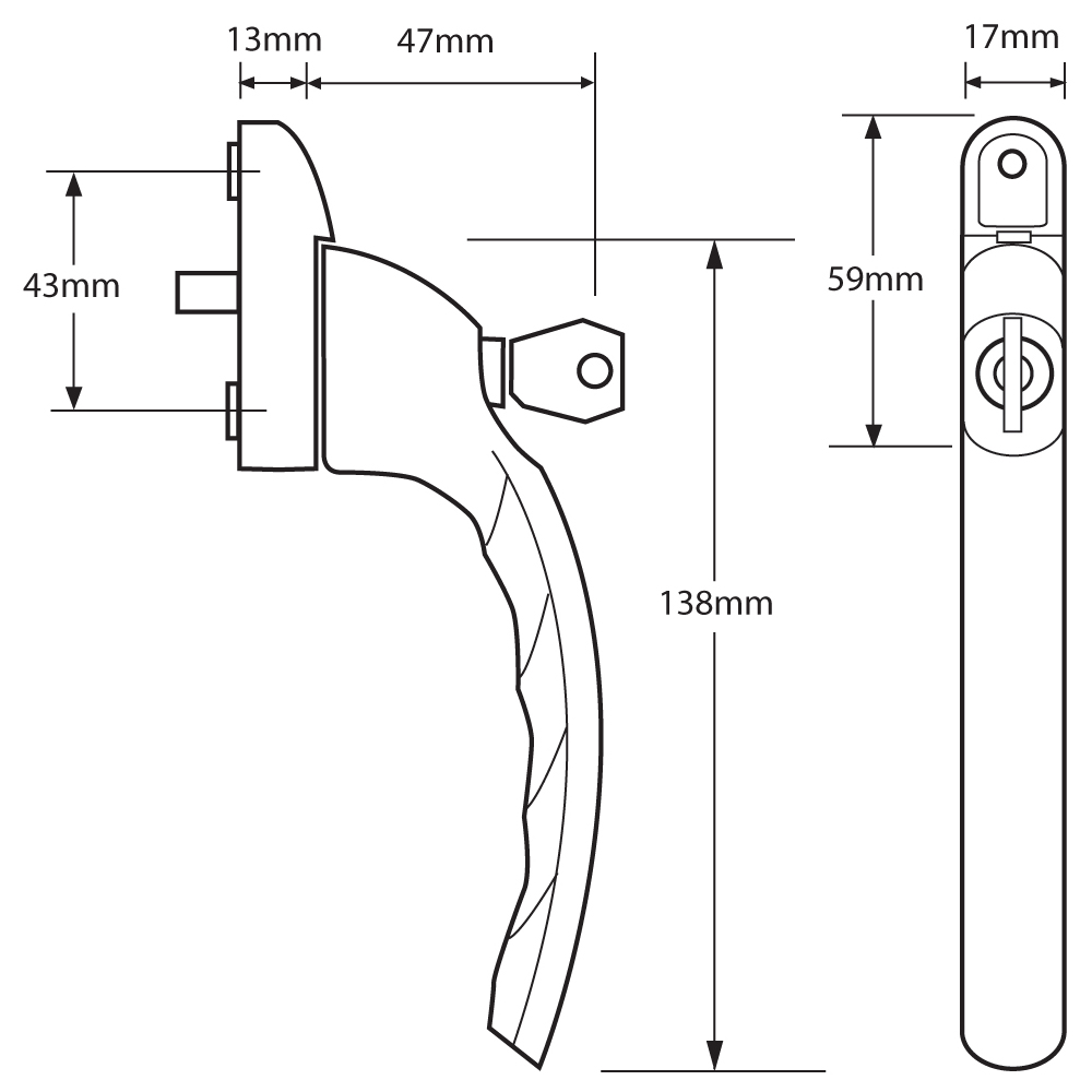 HOPPE Tokyo UPVC Espag Handle Inline ID237/1171