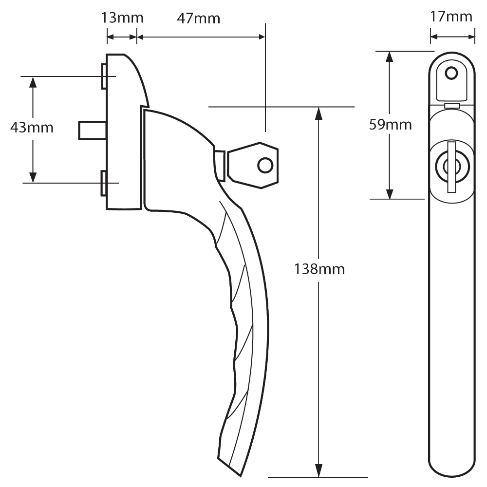 HOPPE Tokyo UPVC Espag Handle Inline ID237/1171