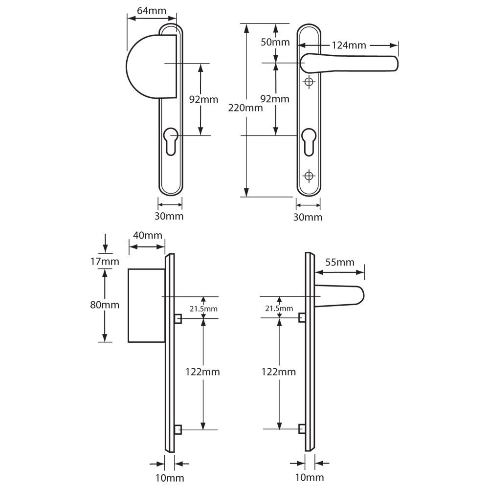 HOPPE UPVC Lever / Fixed Pad Door Furniture 554/3360N