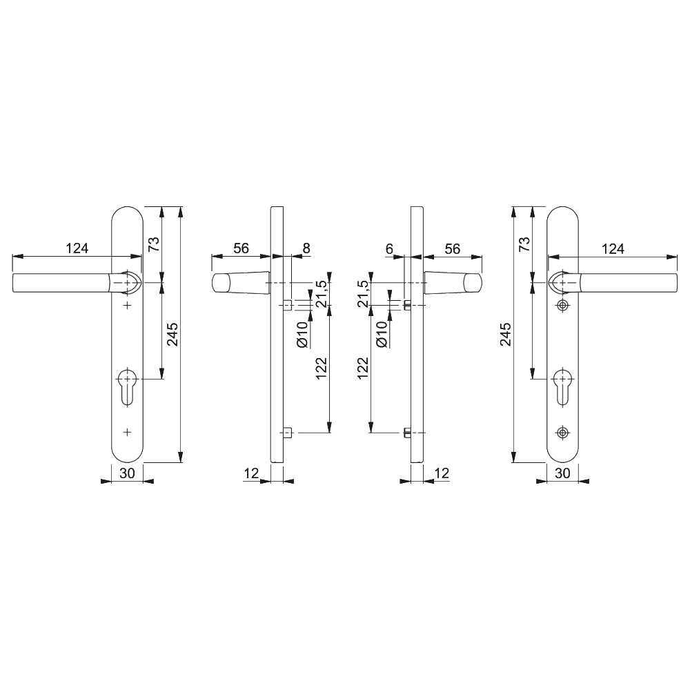 HOPPE Birmingham 92mm UPVC Lever Door Furniture 122mm Screw Centers 1117/3811N