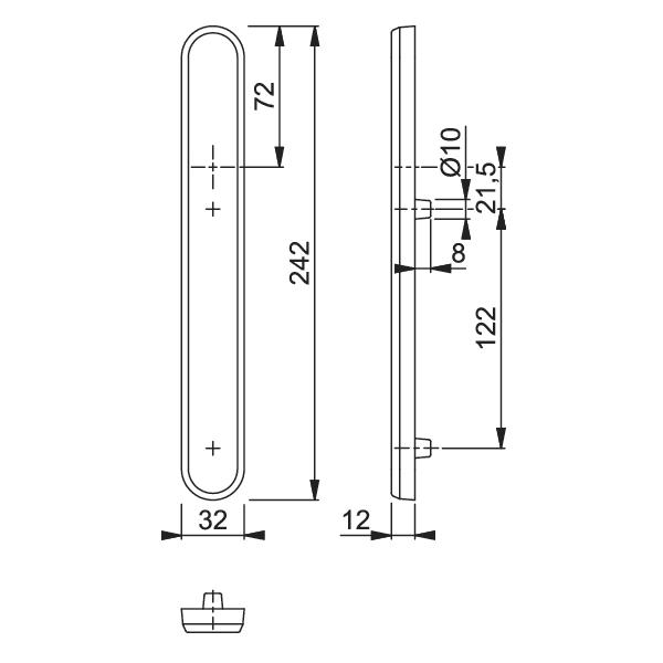 HOPPE Birmingham External Blank Plate 122mm Screw Centres
