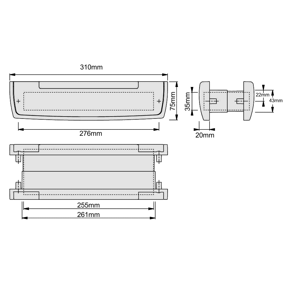 HOPPE Suited 310mm Letter Plate With Sprung Sleeve AR708A