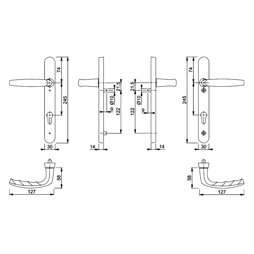 HOPPE Atlanta 92mm Lever/Lever Narrow Backplate Door Handle M1530M/3829N