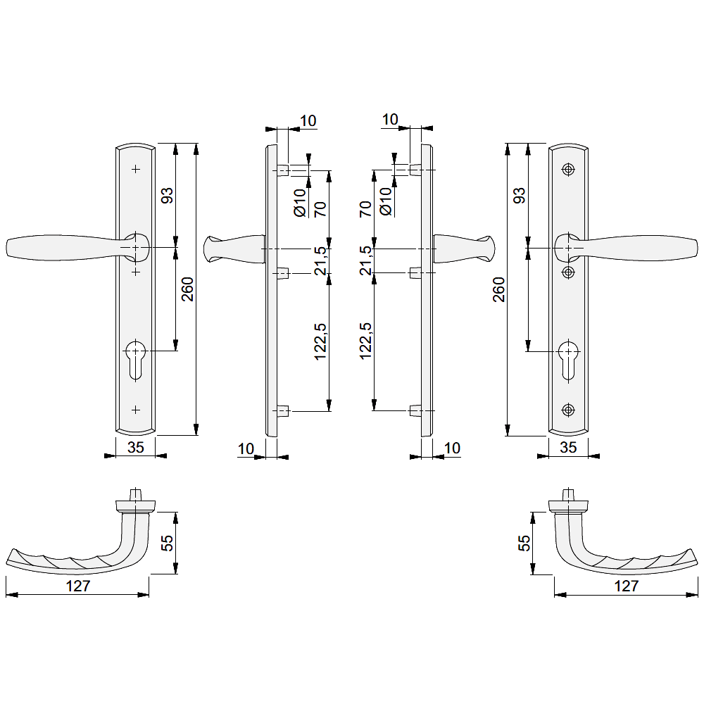HOPPE New York 92PZ 3 Hole Fix Lever Furniture 1810/3816N