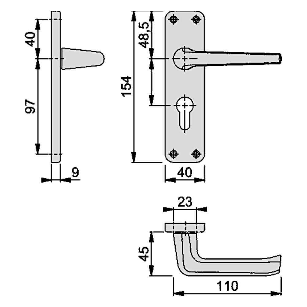 HOPPE Edinburgh Long Plate Euro Handle Furniture