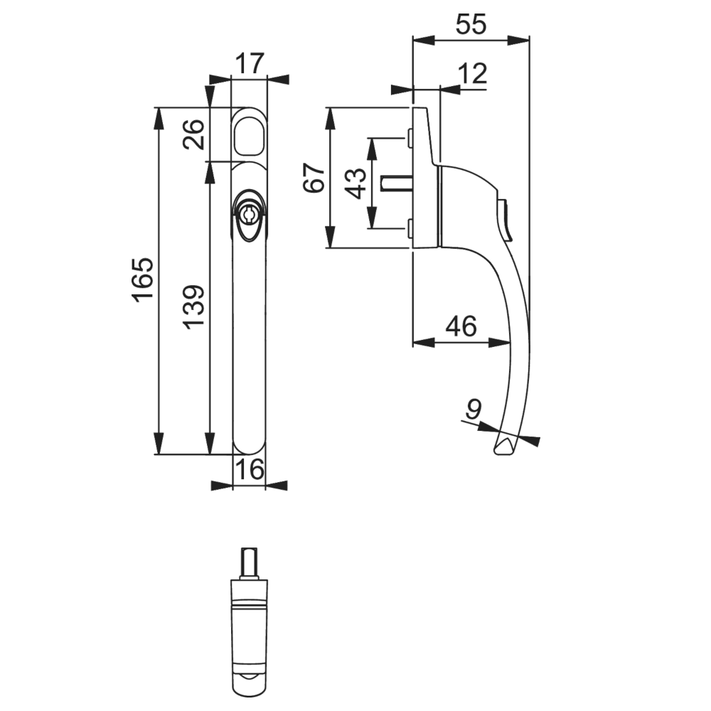 HOPPE Inline Espag Handle AR720-7/040