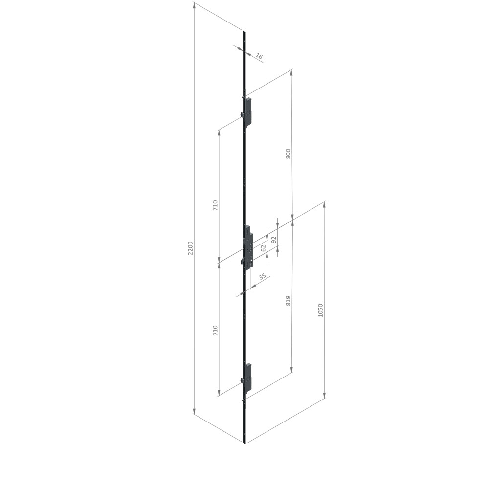 INGENIOUS 1002 Lever Operated Latch & Hookbolt - 2 Hook 2 Roller