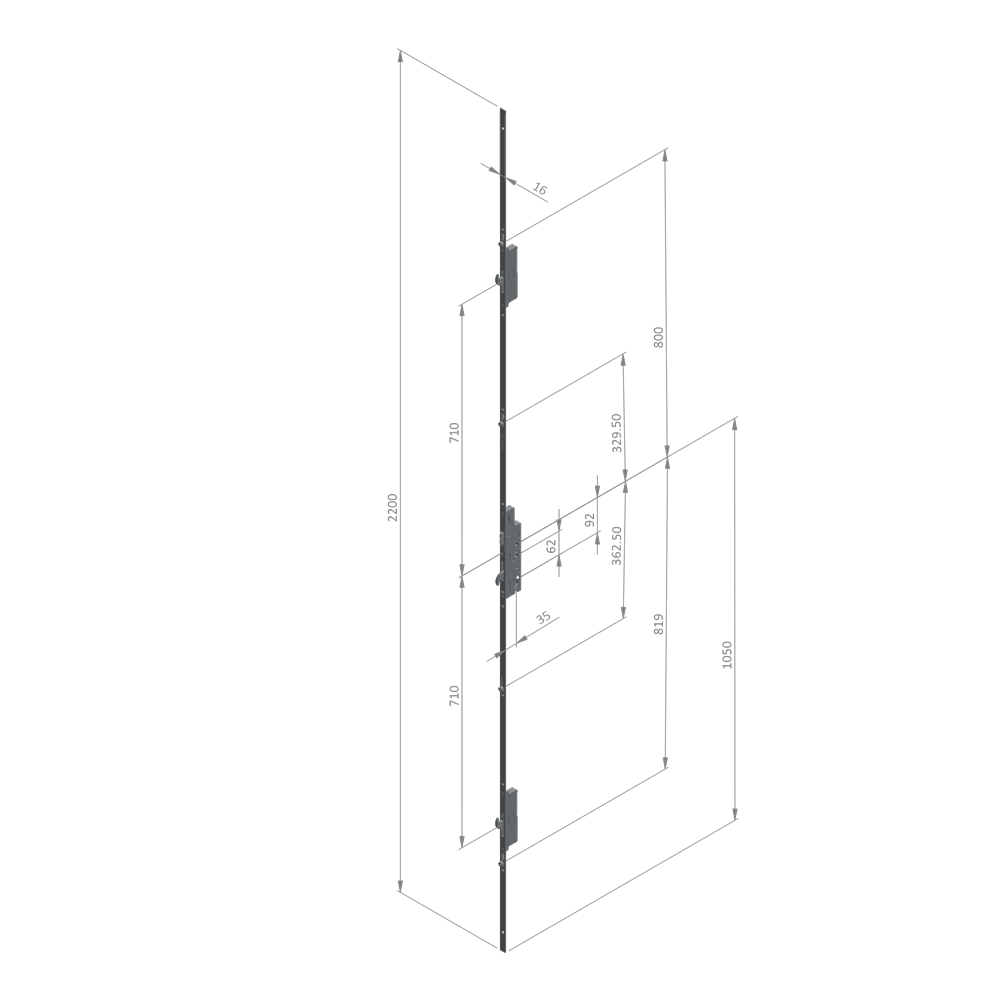 INGENIOUS 1011 Lever Operated Latch & Hookbolt - 2 Hook 4 Roller