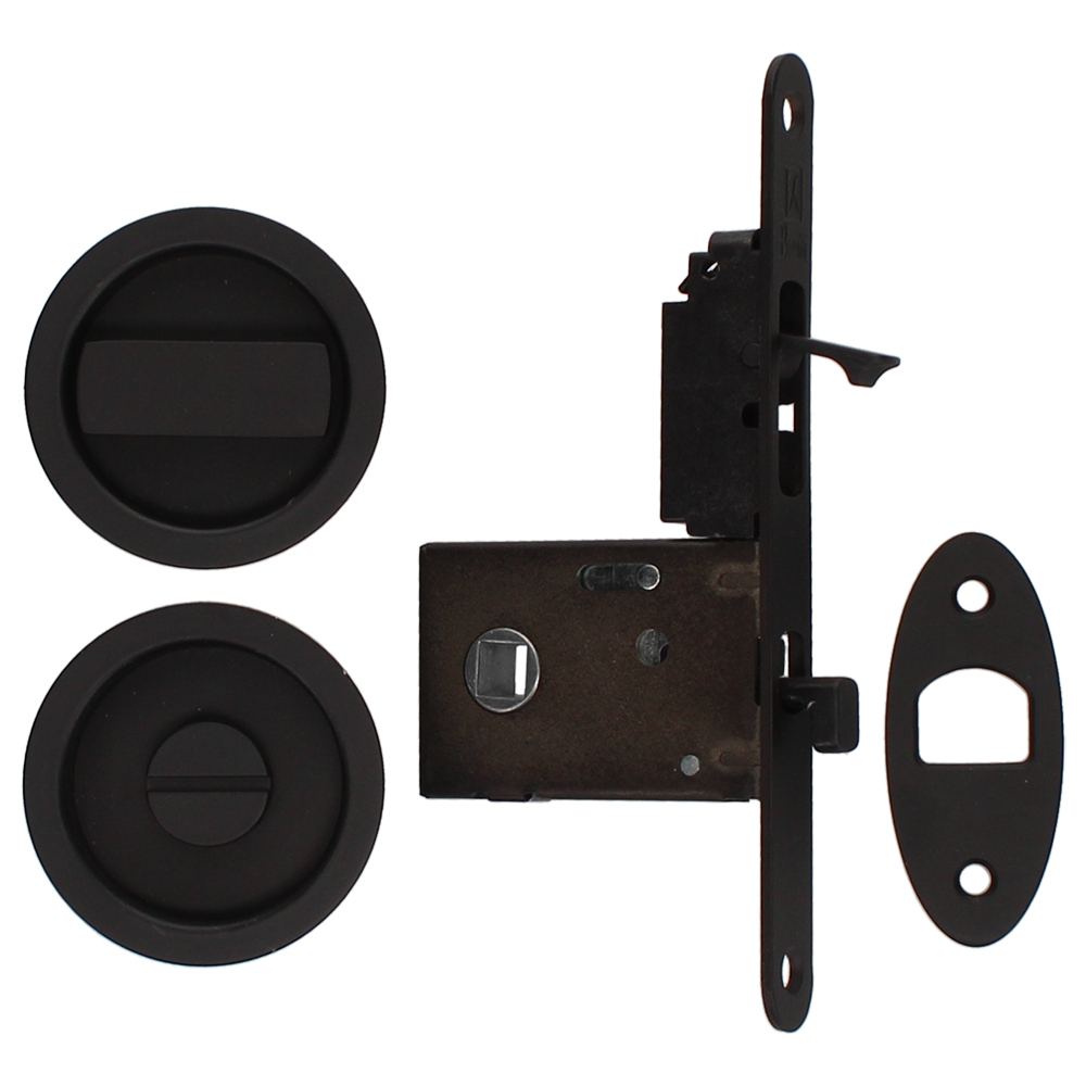 BONAITI SERRATURE Easy Kit Round With G500T To Suit WC Sliding Door Black - Matt Black