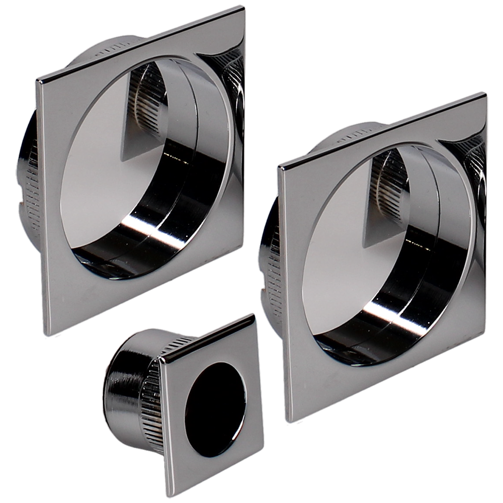 BONAITI SERRATURE Classic Sliding Door Handle Square BQD Blind Finger Pull Set Polished Chrome
